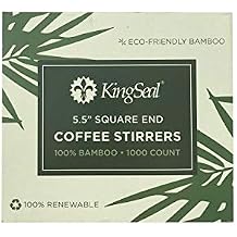 1000 Count | KingSeal Bamboo Coffee Stir Sticks, 5.5 inches, Square End, Stronger and Thicker Than Standard Wood, 100% Renewable and Biodegradable - 1 box of 1000 Stirrers