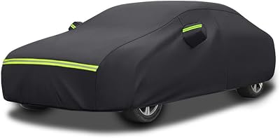 Car Cover for Acura CSX 2005 2006 2007 2008 Sedan Waterproof Full Car Cover Outdoor Tarpaulin Sun Protection with Door Zipper and Cotton Lining Accessories,Black-M-450  180  150cm