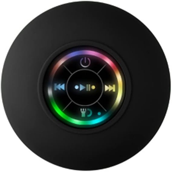 1Set Bathroom Audio Wireless Shower Speakers RGB Light Bluetooth Suction Cup Speaker Portable, Black