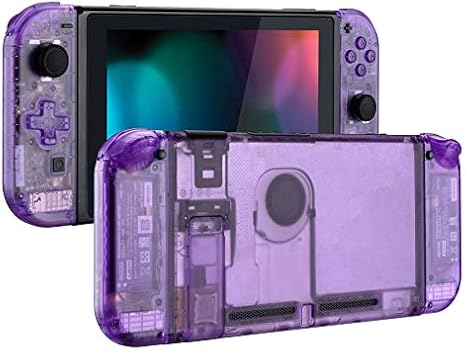 eXtremeRate Back Plate for Nintendo Switch Console, NS Joycon Housing Shell (D-Pad Version) with Full Set Buttons, DIY Replacement Shell for Nintendo Switch - Clear Atomic Purple