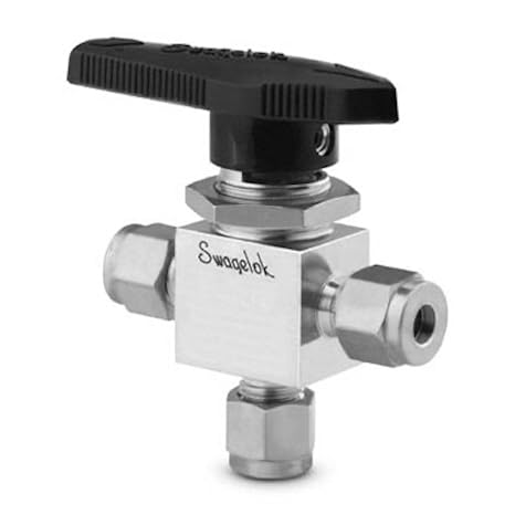 Swagelok SS-41GXS2 Stainless Steel 40G Series 3-Way Ball Valve, 0.15 Cv, 1/8"
