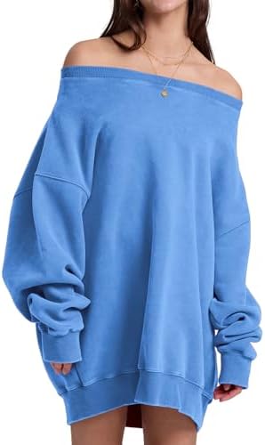 Hatant Womens Off the Shoulder Sweatshirts Oversized One Shoulder Sweatshirts for Women Fashion Hoodies Pullover Sweater Tops