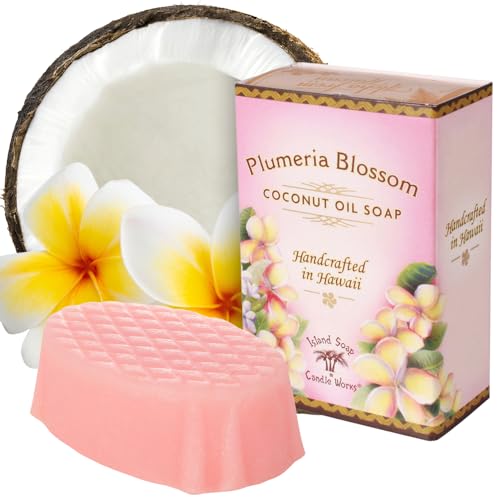 Island Soap & Candle Works Hand Soap Bar Plumeria 2 Ounce Moisturizing Bar Soap Gentle Cleansing with Classic Hawaiian Floral Scent Handmade in Hawaii