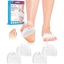 2 Pairs Silicone Toe Separators for Women and Men, Metatarsal Bunion Corrector Cushion, Soft and Breathable Toe Spacers for Foot Pain Relief (2*White)