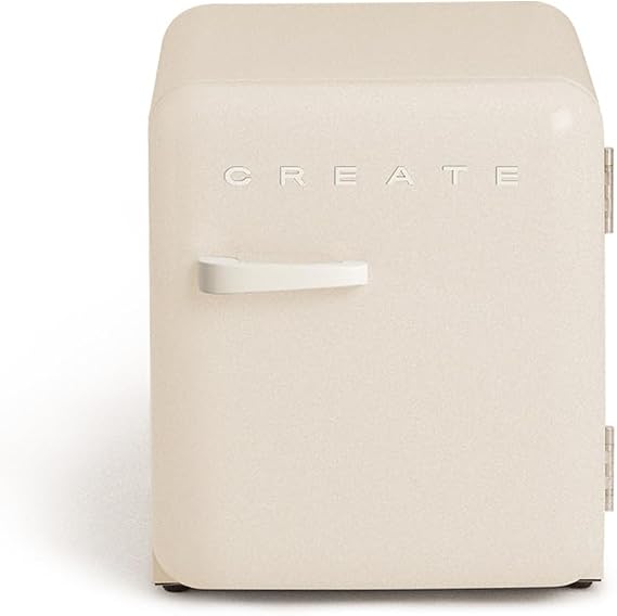 CREATE Retro Fridge 50 Off White Fridge in Cream White 85 W Handle Mini Bar One Shelf Retro Design 50 cm Two Shelves 48 L Capacity Energy Saving 50 x 44 x 49.8 cm [Energy Class F]