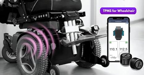 FOBO Wheely Tire Pressure Monitoring System for Wheelchair, 900kPa/130psi Motorized Scooter, Powered Wheelchair, SOS Feature & Caretaker (Black)
