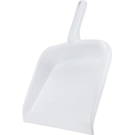 SPARTA Large Handheld Dustpan with Hanging Hole, Heavy-Duty Plastic Dustpan with Wide Lip for Countertops and Surfaces, Plastic, 10 Inches, White, (Pack of 12)