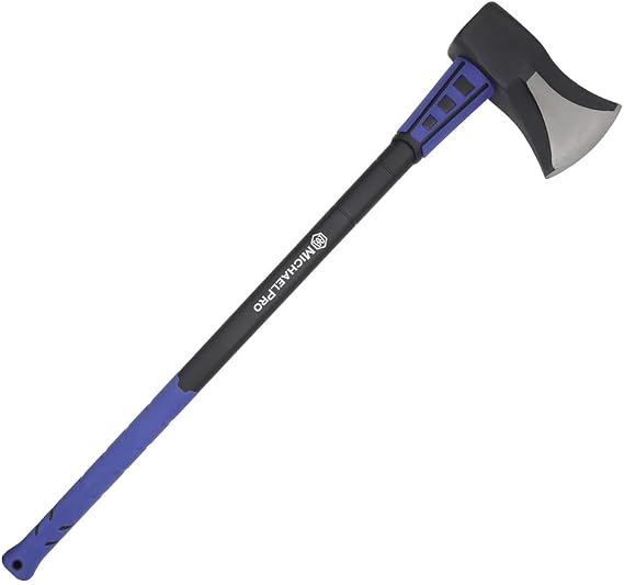 MichaelPro 36-Inch Wood Splitting Maul for One-Strike Splits, Weather-Resistant Shock Absorbing Fiberglass Handle, for Camping, Firewood, Gardening, Demolition Works, Outdoor Activities | MP004020
