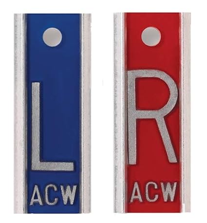 X-Ray Aluminum Markers - Red/Blue Set, 1" Lead Letters "L" & "R"
