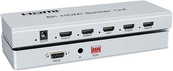 1x4 HDMI Splitter | UHD 8K@60Hz/ 4K@120Hz | HDMI 2.0, HDCP 2.2 | 4 Port | 1 in - 4 Out |