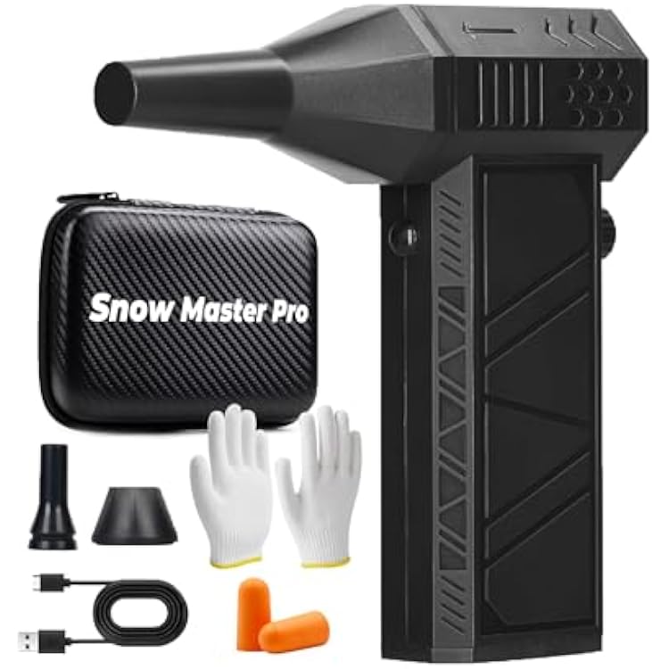 LED Turbo Blower for Snow - 200 Mph 130,000 RPM Mini Turbo Snow Blower with 4 Speeds, 50 Min Runtime, Fast Snow Removal on Cars, Driveways, Patios Blower only