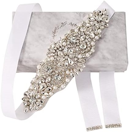 yanstar Rhinestone Bridal Belt Wedding Sash Belt Handmade Crystal Beads Wedding Dress Belt