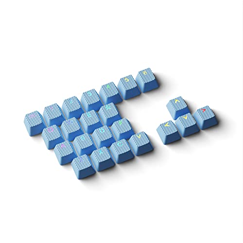 HK Gaming Rubber Keycaps Set | Anti-Slip Texture | Doubleshot Backlit Keycap Set | 23 Keys OEM Profile Key Set | for Mechanical Keyboard | Compatible with Cherry MX, Gateron, Kailh | Blue Malibu