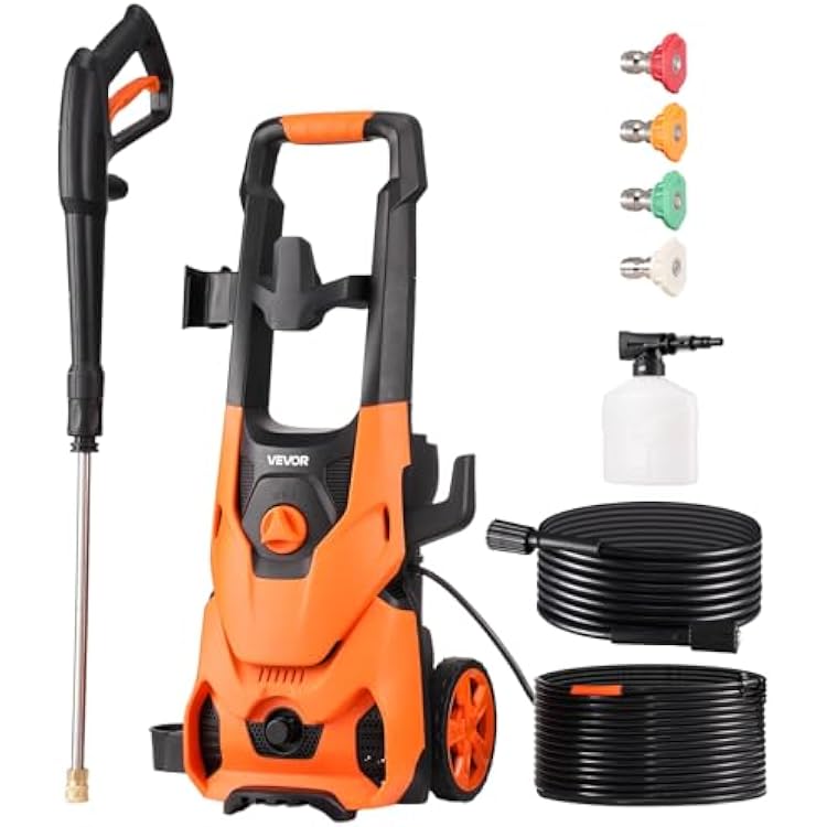 VEVOR Electric Pressure Washer, Max 4200 PSI 2.8 GPM, High-Power Cleaner with Foam Cannon & 4 Nozzles for Driveways, Cars, Fences, Patios, Home Cleaning