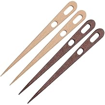 FREEBLOSS 4Pcs Beech Wood Nalbinding Needle Authentic Tradition Needle for Knotless Knitting Ergonomic Handcrafted Tool with Steel Tip Perfect for Wool Yarn&Historical Fiber Art 2 Colors