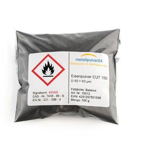 Iron Powder Weight 500 g Dimensions Cut 150 µm