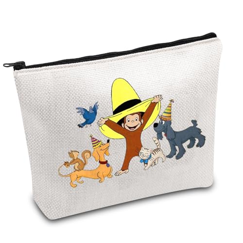 FOTAP Cartoon Monkey Makeup Bag Best Friends Gift Cartoon Characters Lover Gift Adventure TV Series Cosmetic Bag BFF Gift Monkey &hat