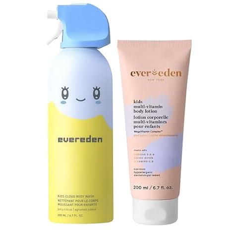 Evereden Kids Cloud Body Wash (6.7 fl. oz., Juicy Citrus) : Creamy Nourishing Cloud-Like Texture and Multi-Vitamin Body Lotion, Gentle & Non-Toxic Moisturizing Kids Lotion