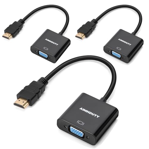 HDMI to VGA Adapter, 3-Pack HDMI Male to VGA Female Converter for Xbox, Computer, Desktop, Laptop, PC, Monitor, Projector, HDTV, Chromebook, Raspberry Pi, Roku and More