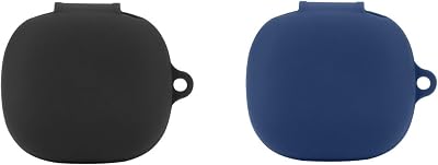 2 Pack DAYJOY Soft Silicone Protective Case Cover Compatible with Anker Soundcore P25iP20iR50i Earbuds, Protective Skin Sleeve with Key ChainBlackBlue