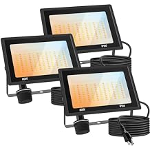 80W LED FloodLights Outdoor 3 Pack, 3CCT 3000K 4500K 6000K Selectable, IP66 Waterproof 10000LM Floodlight, Outdoor Security Flood Light for Backyard, Garden, Garage
