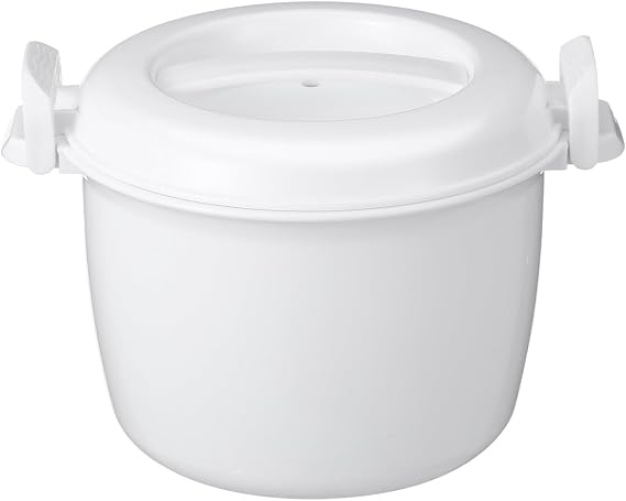 UPKOCH Microwave Rice Cooker Rice Cooker Microwaveable for Vegetables Noodles and Pasta Food Grade Plastic with Locking Lid 8.26 X 6.88 X 5.51 in White