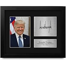 HWC Trading US President Donald Trump Autograph USL Framed Signed Reproduction Printed Print Photo Picture Display for Patriotic Americans - US Letter Size