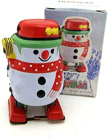 Charmgle Wind-Up Tin Toy Snowman, Retro Walking Robot Adult Collection Clockwork Toy, Xmas Party Favor Toys Home Bar Decoration