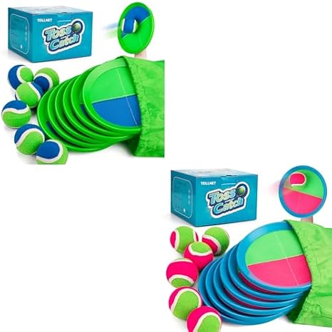 12 Pack Toss and Catch Ball Set for Toddlers, Kids and Adults - Kids Toys Outdoor Indoor - Sturdy & Water-Resistant, Great Game for Beach, Pool and Yard - Easter Basket Stuffers Gift for Boys Gir
