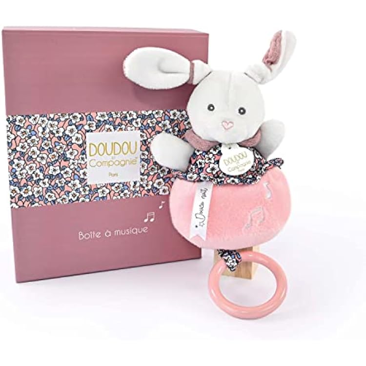 Doudou et Compagnie - Bohaime - Pink Rabbit Music Box - 20cm - Birth Gift - Beautiful Gift Box - DC4028
