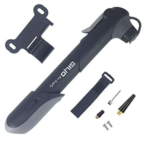 GIYO Mini Bike Pump 100 PSI Bike Tire Pump Fits Presta & Schrader - Portable Frame Mount Bicycle Pump, Safe Air Pump for BikesSwimming RingBalls, Includes Mount Kit and Inflatable Needle Set.