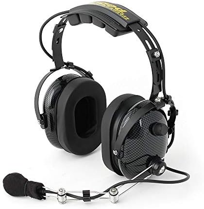 Rugged Carbon Fiber Over The Head Headset for Racing Radios Electronics Communications Features Volume Control Knob 3.5mm 5-Pin Input Jack and Push to Talk