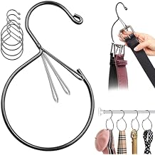 4 Pack Belt Hanger for Closet Rust-Proof Belt Organizer & Tie Rack, Multi-Use Hanger for Scarves, Hats, Bags & Closet Accessories, Black
