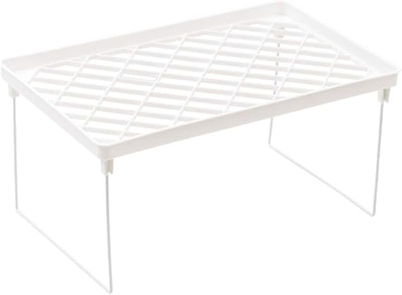 White Wire Stacking Cabinet Shelf, Modern Contemporary Style, Tiered Shelf, Space Saving, Foldable, Stackable