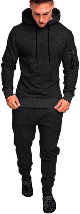 Mens Sweatsuits Set 2 Piece Hoodie Outfit Jogging Tracksuits for Men Casual Athletic Long Sleeve Pullover Suit Set