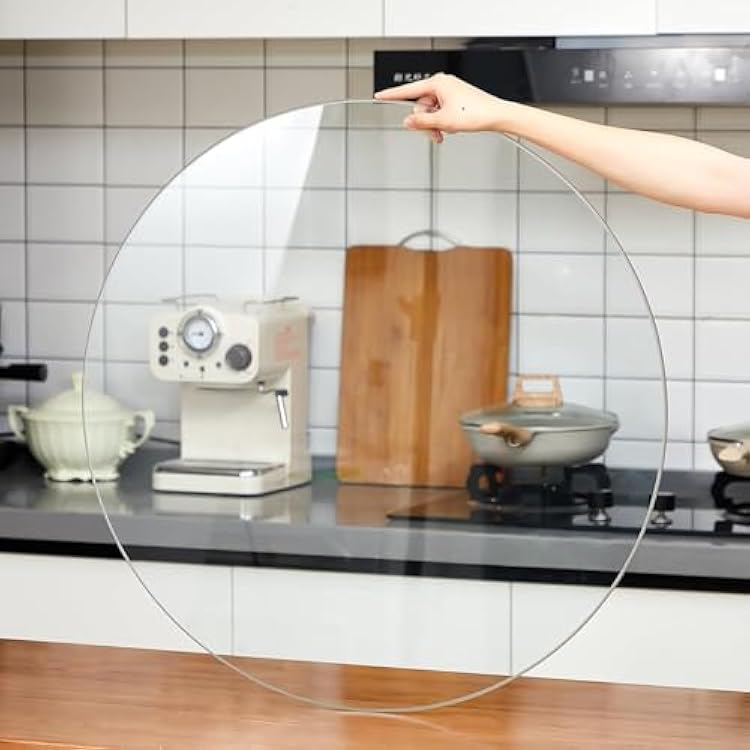 Round Clear Tempered Glass Table Top 21inch,Beveled Polished EdgeImpact ResistanceAnti Scratch,7MM Thick Plate Glass,for Home Dining Tables Tempered Glass mesa55CM21IN
