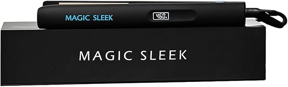 Magic Sleek Professional Titanium Flat Iron 1 | Hair Straightener | 460 Styling Temperature | All Hair Types | Digital Display | Multi Styling Tool | Smooth Floating Plates | Fast Heat-Up | Black