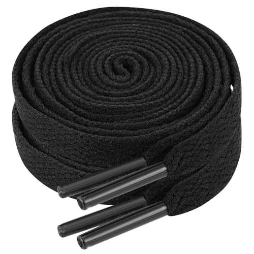 Ouligay 2 Pairs Black Shoe Laces for Sneakers, Flat Black Shoelaces for Sneakers, 516 Wide 120cm Shoe Strings for Athletic Shoes Sneaker Running Shoestrings for Women Men Kids