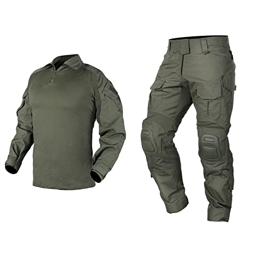 IDOGEAR Men G3 Assault Combat Uniform Set with Knee Pads Camo Camouflage Tactical Airsoft Hunting Paintball Gear