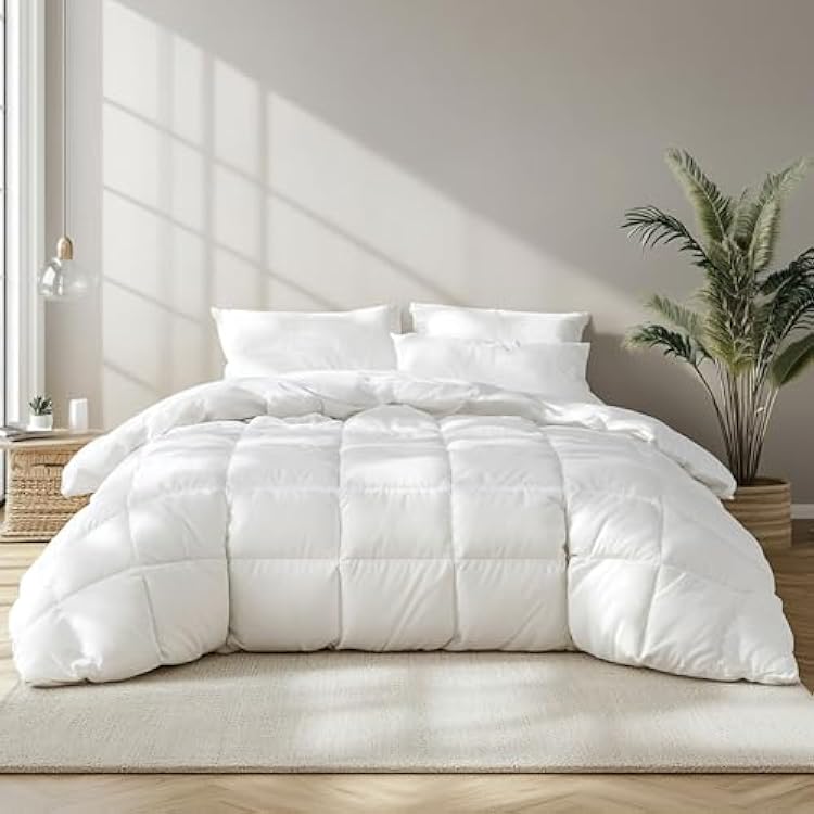 Beautyrest Luxury 100% Cotton Breathable Medium Warmth Bedding Comforter for All Season,WhiteKing,106 Wx90 L