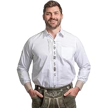 Dirndl Trachten Haus White Longsleeve Pleated German Lederhosen Button Down Dress Shirt