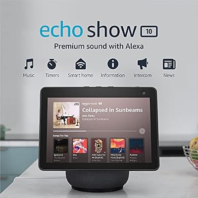 Amazon Echo Show 10 (newest model), HD smart display with premium sound, motion and Alexa, Charcoal
