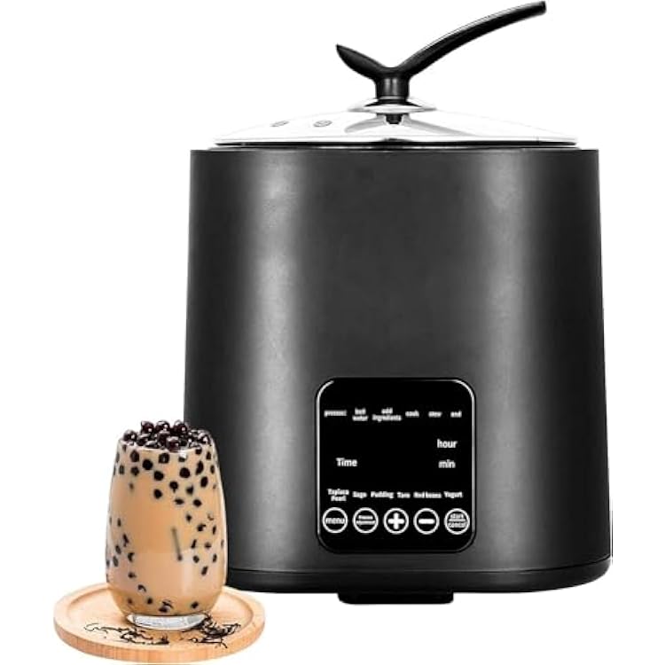 Wzglod Commercial Fully Automatic Pearl Pot,9L Milk Tea Pot Cooker,Milk Tea Pearl Maker,1300W Tapioca Pearl Rice Pot Cooker for Milk Tea Shop,Intelligent Temperature Control, Black