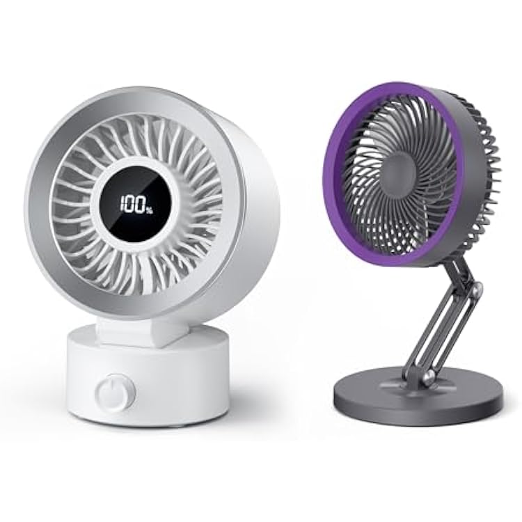 CIVPOWER 180 Foldable 360 Rotating Adjustable Desk Fan Gray and 100 Speeds Desk Fan White
