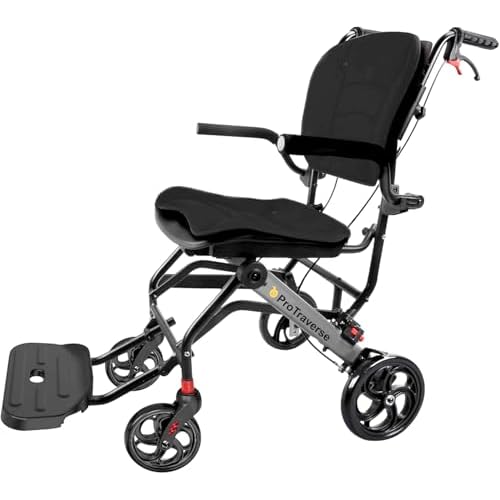Wheelchairs for Adults,Transport Wheelchair Lightweight Foldable with Removable Cushion,Transport Chair,Black.L