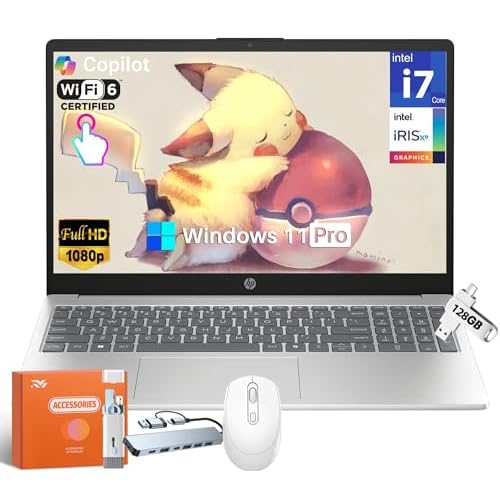 HP 2025 15.6 Business Laptop, Intel 10-Core i7-1355U 5.0GHz, 64 GB DDR4, 2 TB SSD, Intel Iris Xe Graphics, FHD Anti-Glare Touchscreen, Copilot AI, Wi-Fi 6, Fast Charge, Win11 Pro, wAccessories