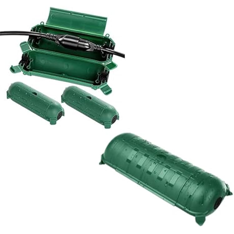 Flemoon 3 Pack Outdoor Extension Cord Safety Cover with Waterproof Seal, Weatherproof Electrical Connection Box for Outdoor Outlets, Plugs, Sockets, Holiday Decorations, Power Tools, Fountains, Green
