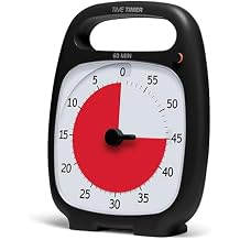 TIME TIMER Plus 60 Minute Desk Visual Timer - Countdown Timer with Portable Handle for Classroom, Office, Homeschooling, Study Tool with Silent Operation (Charcoal)