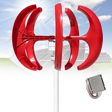 Horizontal Wind Turbine Generator Kit with Charge Controller Vertical Turbines Generator Energy，High-Efficiency 16000W Vertical Axis Wind Turbine Generator Kit - 5-Blade 12V/24V/48V System w