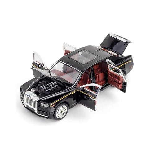 Alloy Collectible Rolls-Royce Phantom Model Toy Car, 132 Scale Diecast Car Model Pull Back Vehicles Phantom Toy with Sound & Light, Car Logo Can be Folded